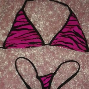 Stripper bikini set - Exotic pink neon zebra/animal print